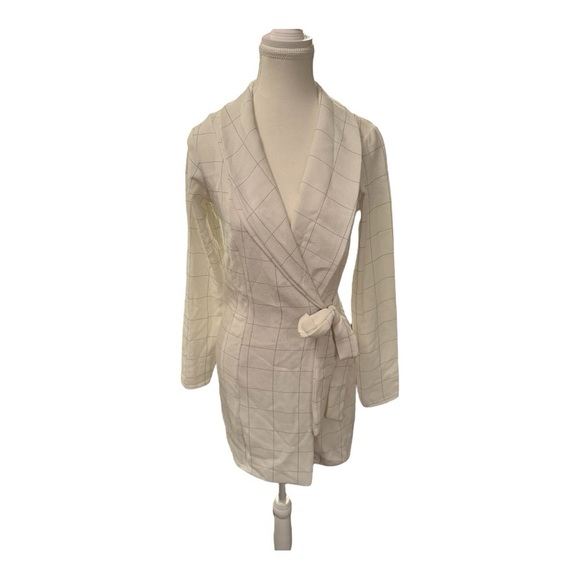 PrettyLittleThing White Check Blazer Dress US 6 - Picture 2 of 10